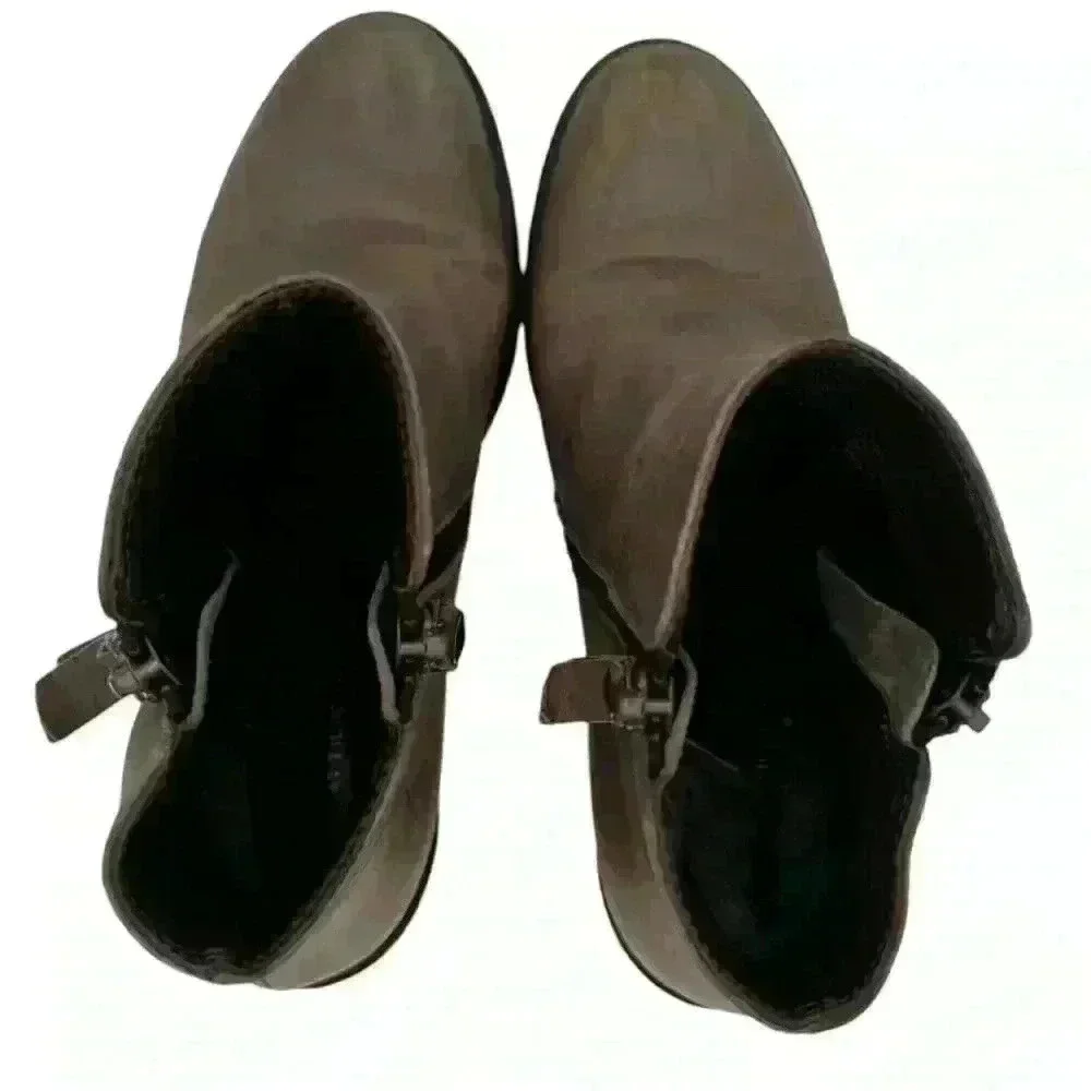 AGL Double Zipper Gray Ankle Boots Sz 8 EU 38 Pre loved